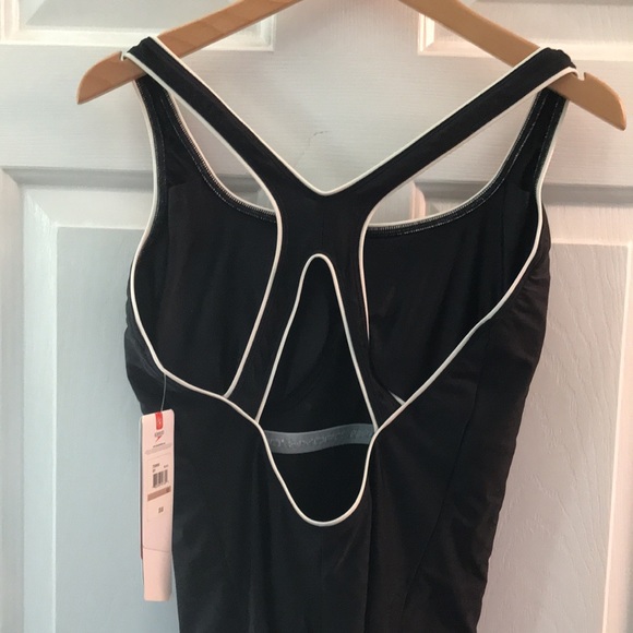 NWT Speedo Black Swim Tank Sz 12 - Picture 4 of 11